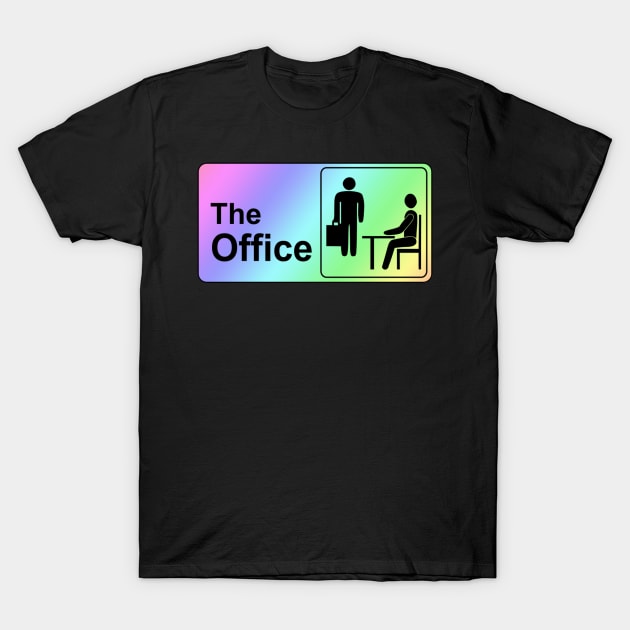 The Office Logo in Rainbow with blackbackground T-Shirt by sunnytvart